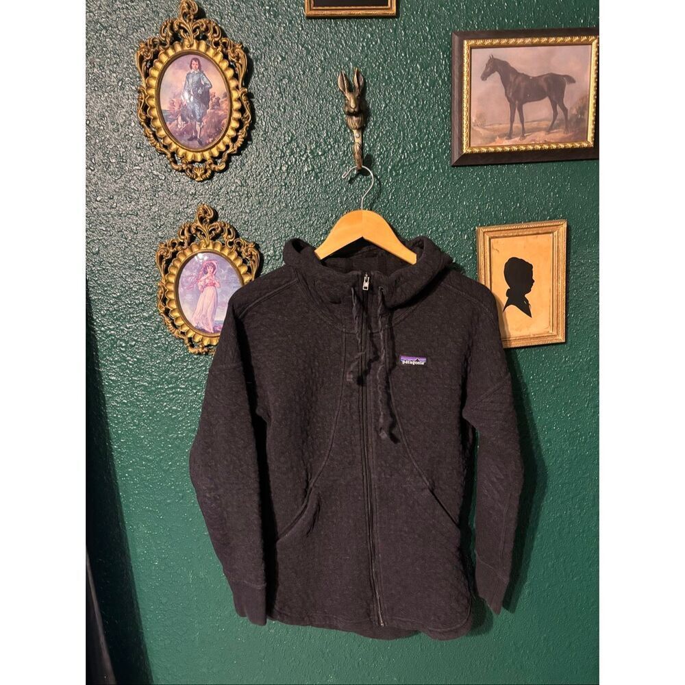 Patagonia Black Quilted Full Zip Hoodie Sz Small